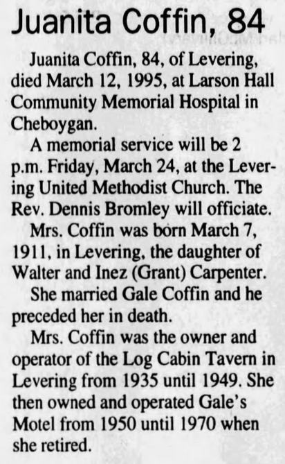 Levering Motel (Gales Motel) - 1995 Death Notice For Gale Motel Owner